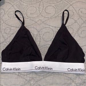Black Calvin Klein Unlined Triangle Bralette